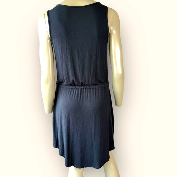 Soma Sleeveless T Shirt Tank Dress Stretchy Elastic Tie Waist Size M Black - Picture 3 of 13